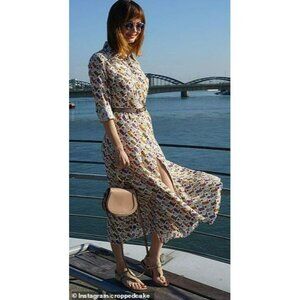 Sandro Cowboy Boot Print Belted Midi Shirt Dress Bootseen Western Cowgirl